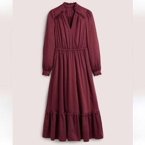 NWT Boden pleated tiered maxi size 14R mulled wine peasant dress